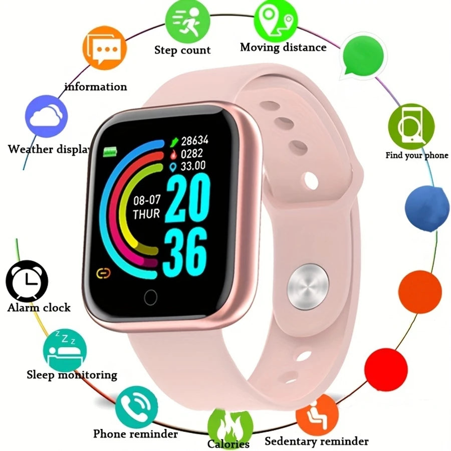 Montre connectée pour hommes et femmes, bracelet avec moniteur d'activité physique et de messages, cadeau d'anniversaire, horloge électronique pour Android et iOS