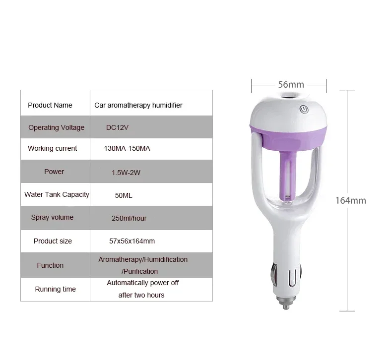 Mini humidificateur d'air pour voiture, purificateur d'air à vapeur, diffuseur d'arômes, diffuseur d'huiles essentielles et d'aromathérapie, brumisateur automatique pour voiture