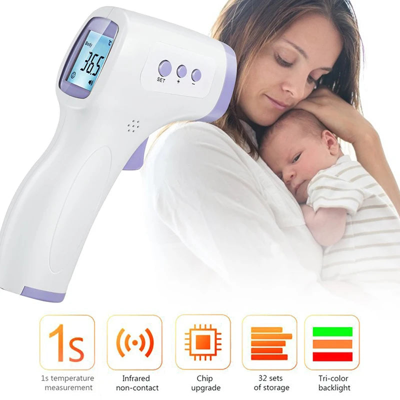 Thermomètre frontal infrarouge numérique, outil électronique de mesure de la fièvre sans contact, pour l'extérieur et la maison, pour bébés et adultes
