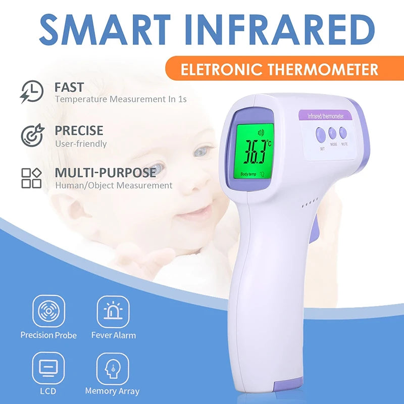 Thermomètre frontal infrarouge numérique, outil électronique de mesure de la fièvre sans contact, pour l'extérieur et la maison, pour bébés et adultes