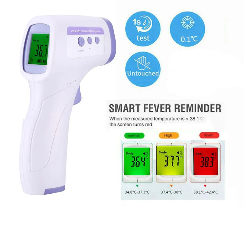 Thermomètre frontal infrarouge numérique, outil électronique de mesure de la fièvre sans contact, pour l'extérieur et la maison, pour bébés et adultes
