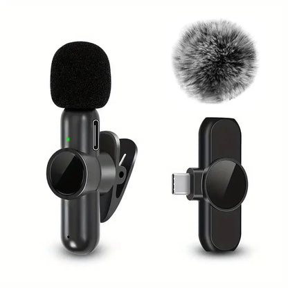 Microphone cravate sans fil avec housse coupe-vent, mini micro d'enregistrement audio et vidéo pour iPhone et Android