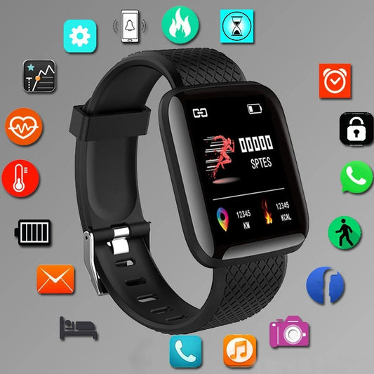 Montre connectée pour hommes et femmes, bracelet avec moniteur d'activité physique et de messages, cadeau d'anniversaire, horloge électronique pour Android et iOS