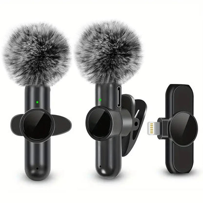 Microphone cravate sans fil avec housse coupe-vent, mini micro d'enregistrement audio et vidéo pour iPhone et Android