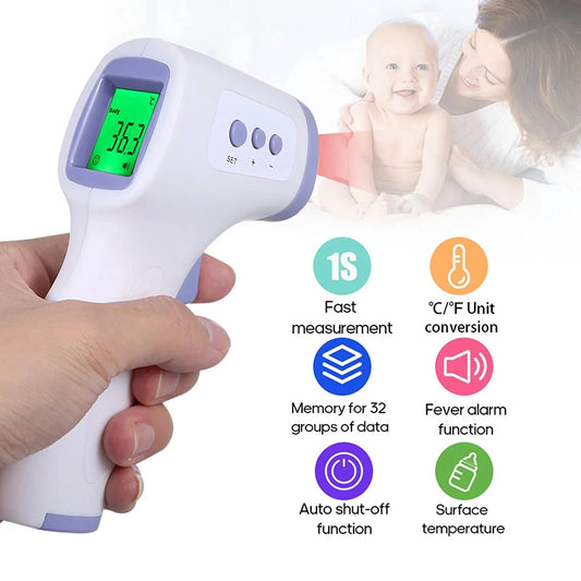Thermomètre frontal infrarouge numérique, outil électronique de mesure de la fièvre sans contact, pour l'extérieur et la maison, pour bébés et adultes