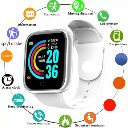Montre connectée pour hommes et femmes, bracelet avec moniteur d'activité physique et de messages, cadeau d'anniversaire, horloge électronique pour Android et iOS