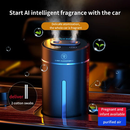 380ML Double Spray Vehicle Air Humidifier USB Charging Mini Essential Oil Diffuser with Mood Light Wireless Car Aroma Humidifier