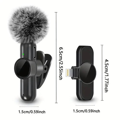 Microphone cravate sans fil avec housse coupe-vent, mini micro d'enregistrement audio et vidéo pour iPhone et Android