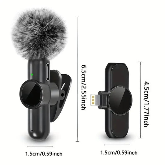 Microphone cravate sans fil avec housse coupe-vent, mini micro d'enregistrement audio et vidéo pour iPhone et Android